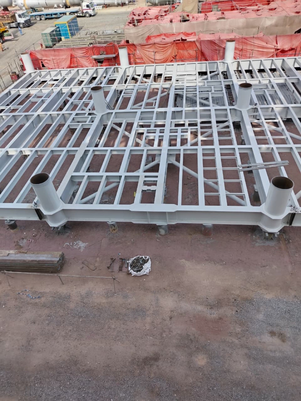 Structural steel module under fabrication at the World Shine yard